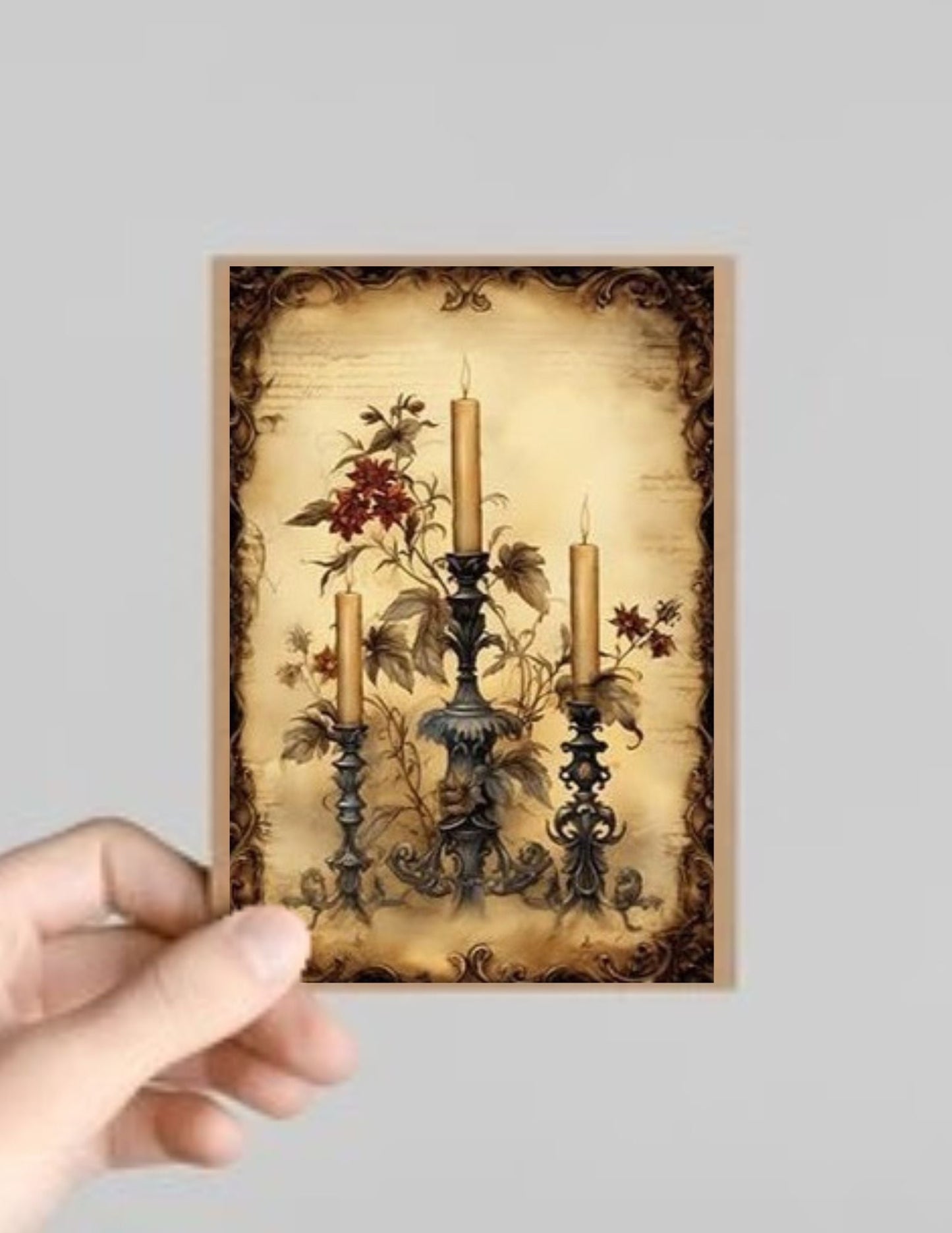 Set of 8 Spooky Gothic Candle Halloween Greeting Cards with Envelopes