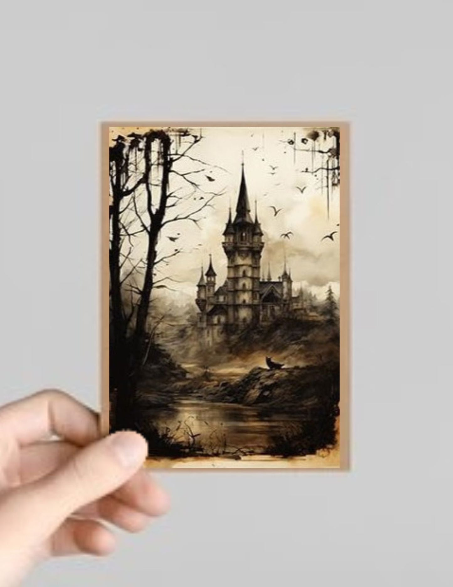 Spooky Gothic Castle/Building Halloween Greeting Card with Envelope