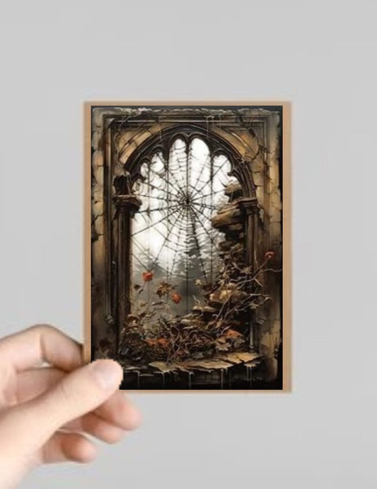 Set of 10 Spooky Gothic Windows/Arches Halloween Greeting Cards with Envelopes