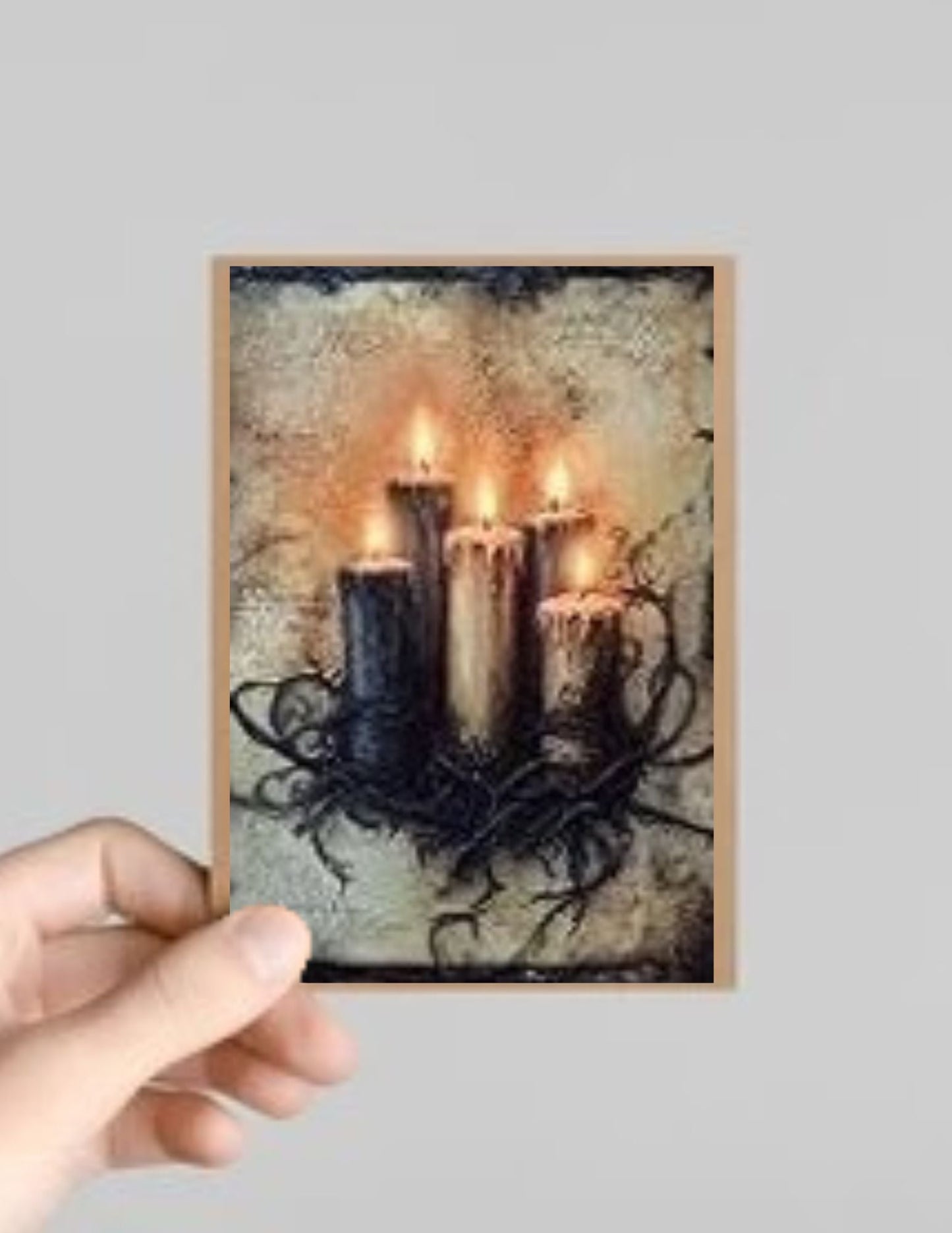 Spooky Gothic Candle Halloween Greeting Card with Envelope