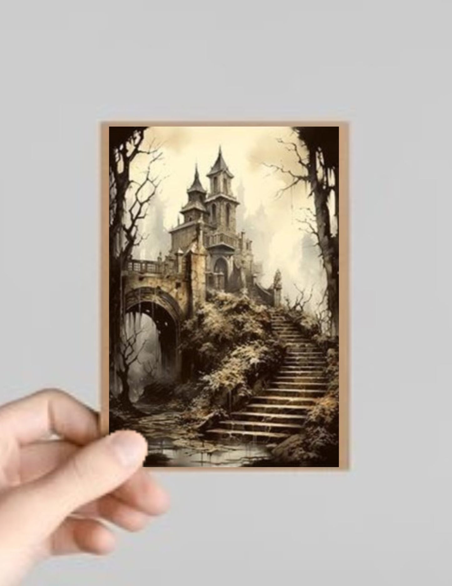 Set of 10 Spooky Gothic Castles/Buildings Halloween Greeting Cards with Envelopes