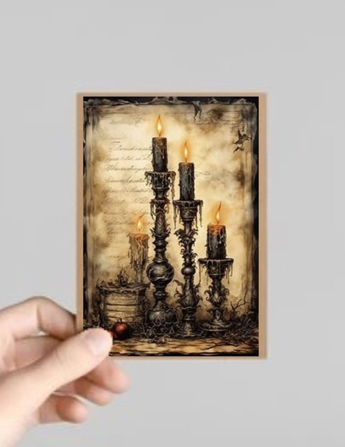 Spooky Gothic Candle Halloween Greeting Card with Envelope