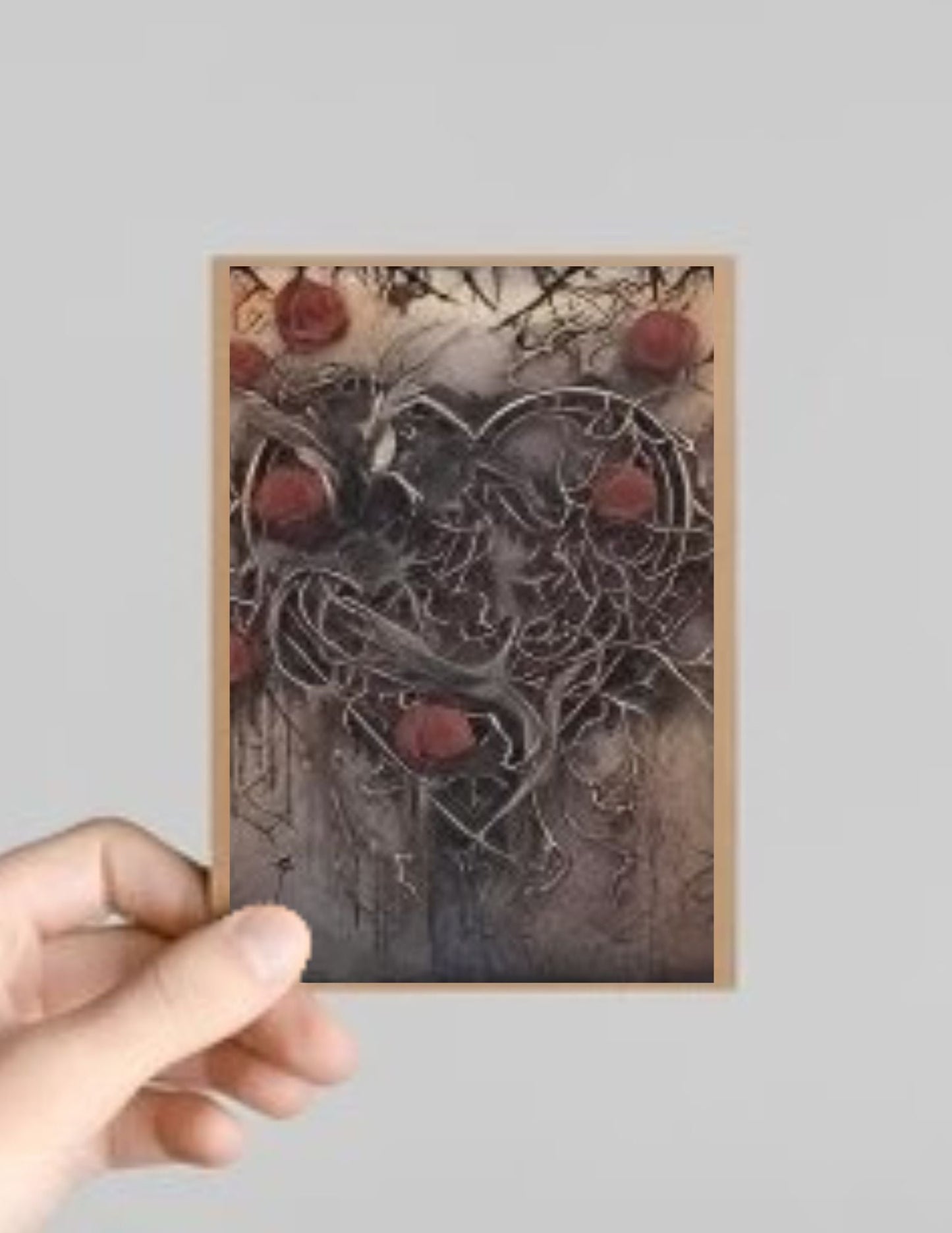 Set of 10 Spooky Gothic Roses Halloween Greeting Cards with Envelopes