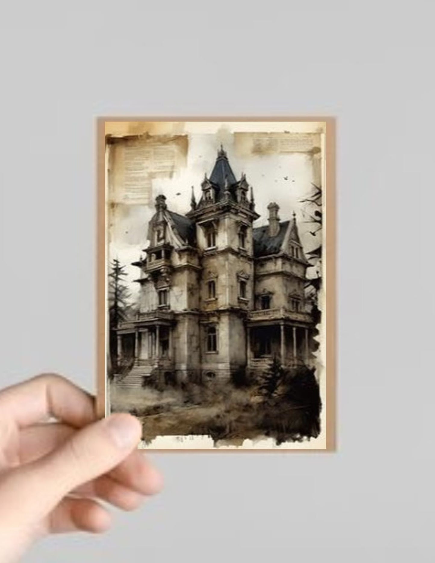 Spooky Gothic Castle/Building Halloween Greeting Card with Envelope