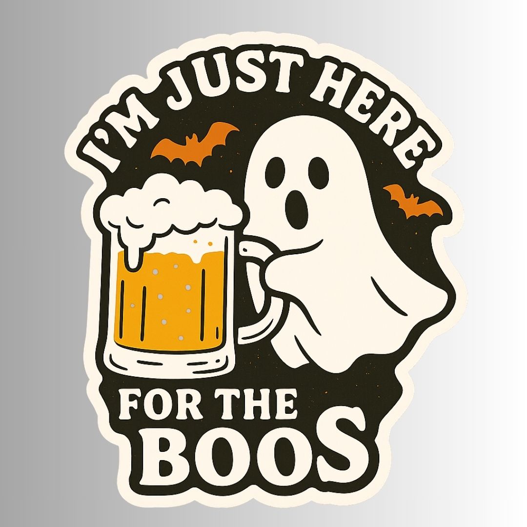 Funny Spooky Ghost Halloween Sticker "I'm just here for the BOOS"