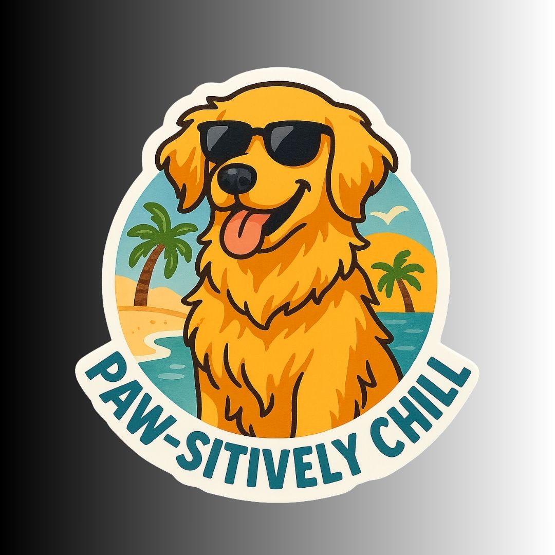 "Paw-sitively Chill" Funny Golden Retriever Dog Sticker