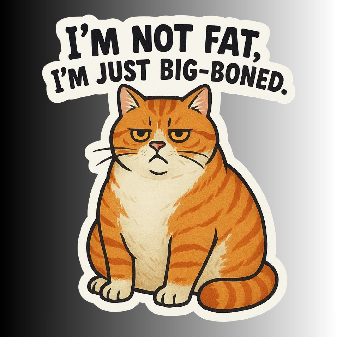 "I'm not fat, I'm just big-boned." Funny Cat Sticker