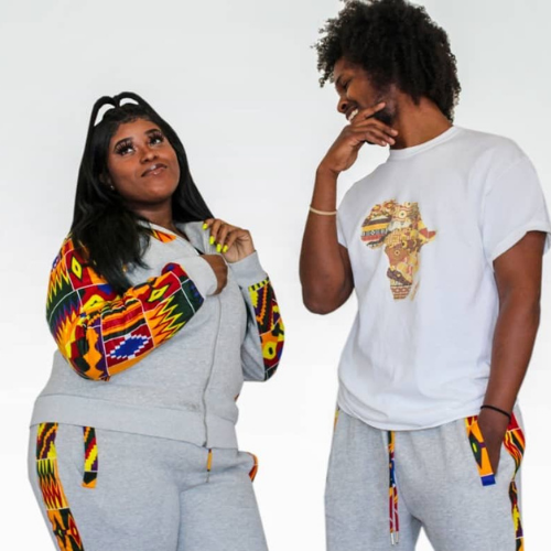Grey Hoodie- Unisex | Kente gold - Concordia Style Boutique