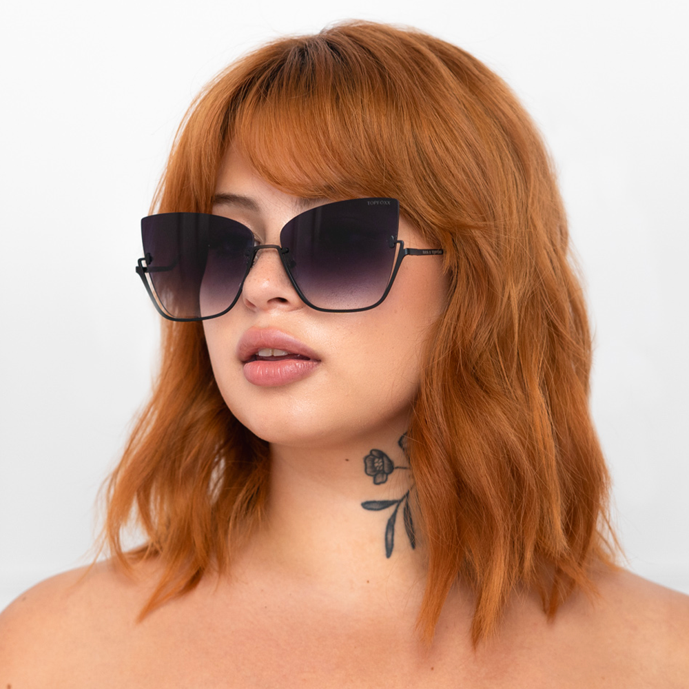 Vixen - Black Lens Black Frame Metal Cateye Sunglasses - Concordia Style Boutique