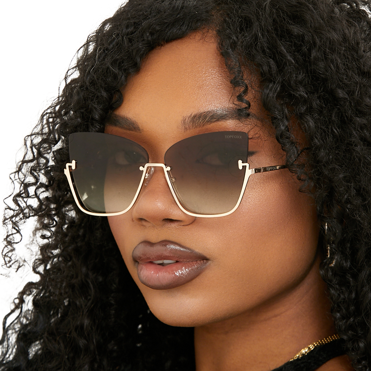 Vixen - Brown Lens Gold Frame Metal Cateye Sunglasses - Concordia Style Boutique