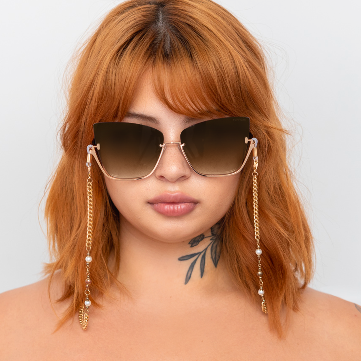 Vixen - Brown Lens Gold Frame Metal Cateye Sunglasses - Concordia Style Boutique