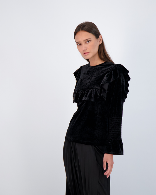 Smocked Sleeves Top With Ruffles - Concordia Style Boutique