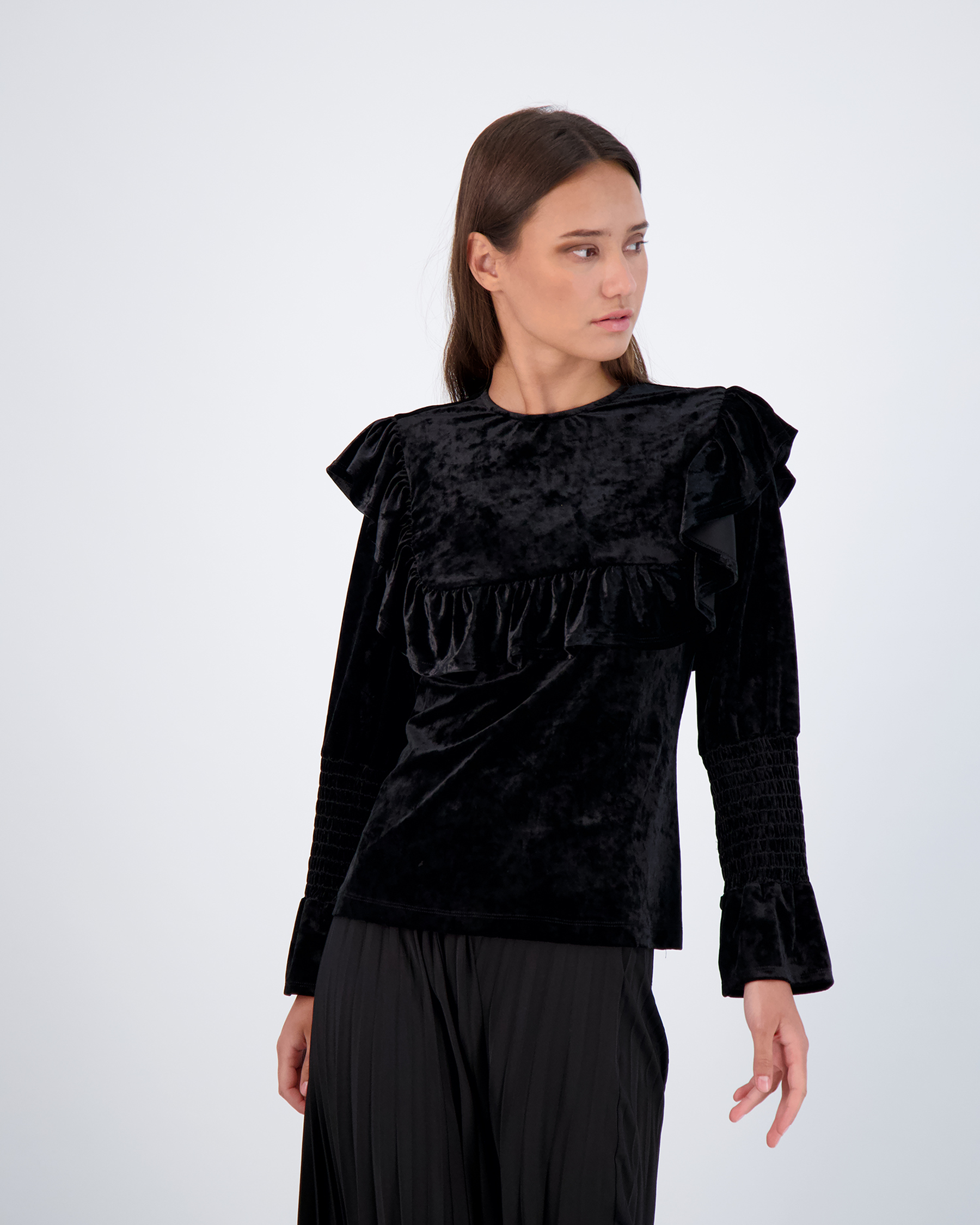 Smocked Sleeves Top With Ruffles - Concordia Style Boutique