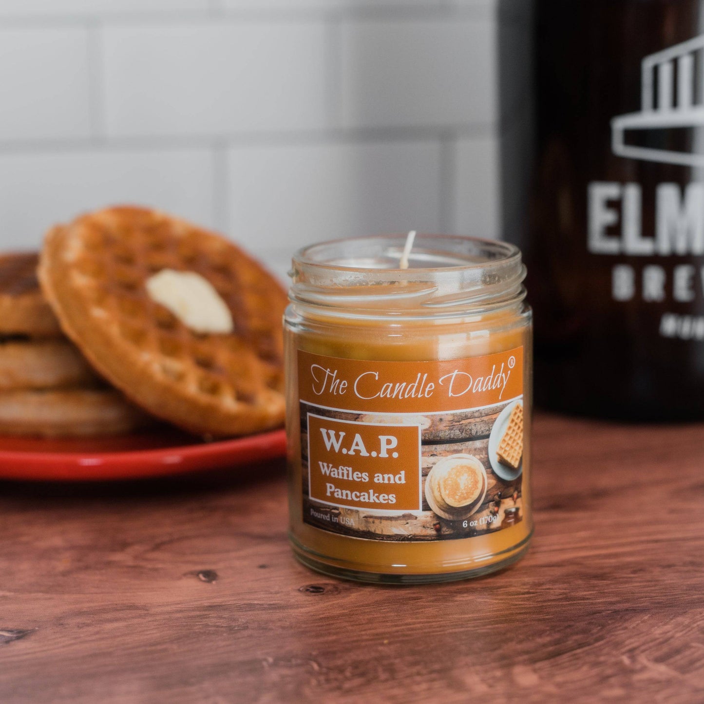 W.A.P. - WAFFLES AND PANCAKES - WAFFLES AND PANCAKES WITH SYRUP AND BUTTER Scented - Funny 6 Oz Jar Candle - 40 Hour Burn Time