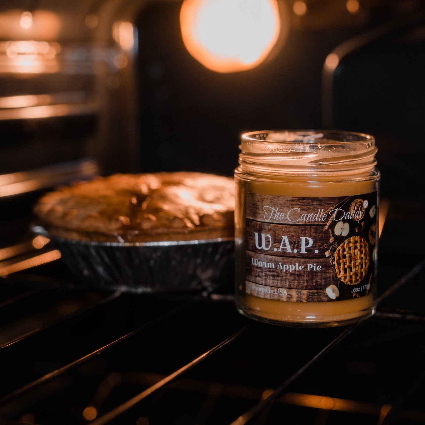 W.A.P. - Warm Apple Pie Scented - Funny 6 Oz Jar Candle - 40 Hour Burn Time WAP