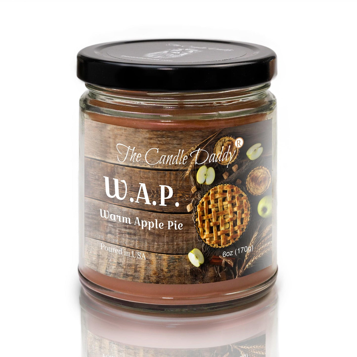 W.A.P. - Warm Apple Pie Scented - Funny 6 Oz Jar Candle - 40 Hour Burn Time WAP