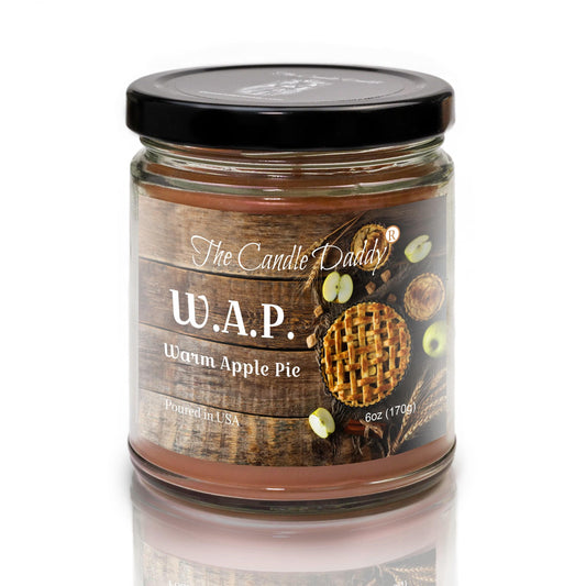 W.A.P. - Warm Apple Pie Scented - Funny 6 Oz Jar Candle - 40 Hour Burn Time WAP