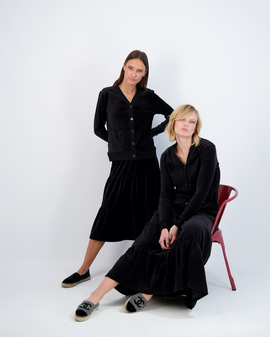 Cotton Velour Midi Length Cardigan - Concordia Style Boutique