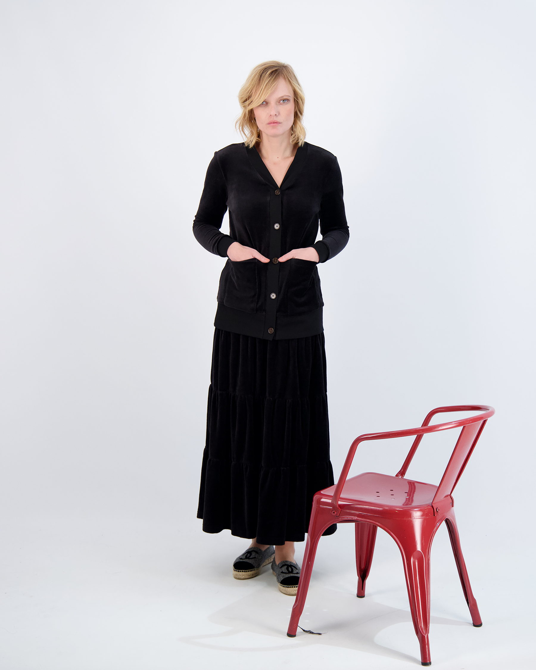 Cotton Velour Midi Length Cardigan - Concordia Style Boutique