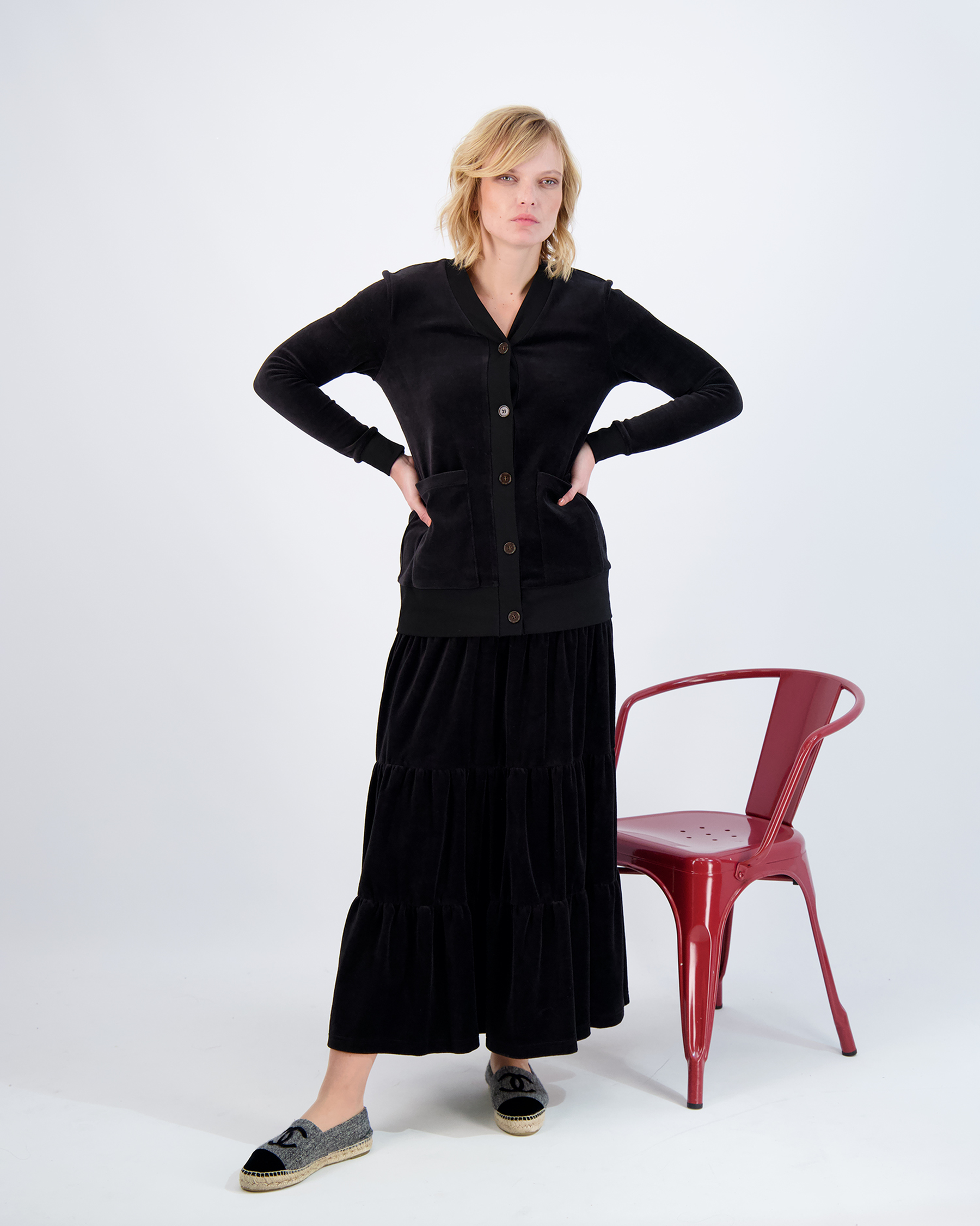 Cotton Velour Midi Length Cardigan - Concordia Style Boutique