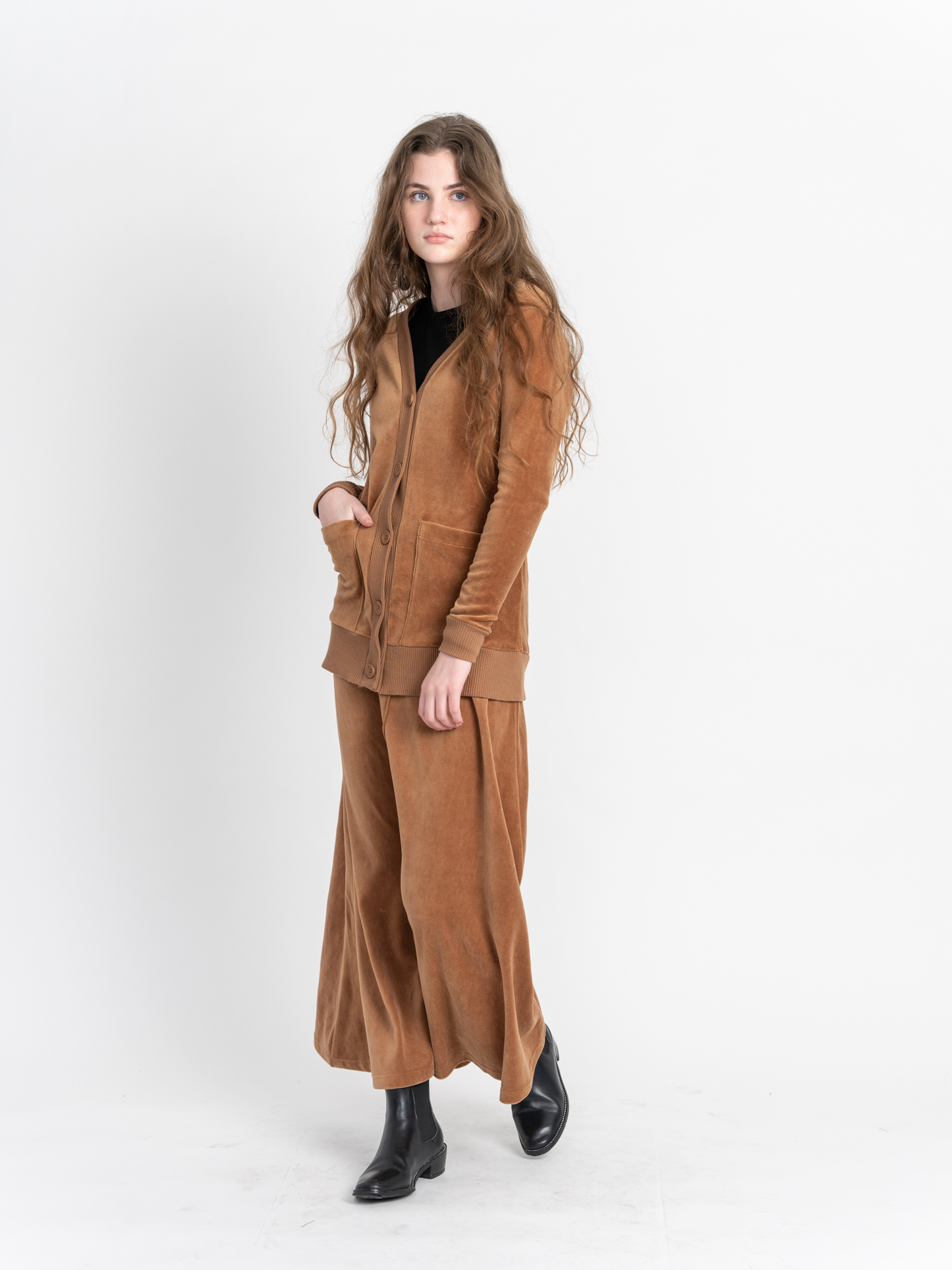 Cotton Velour Midi Length Cardigan - Concordia Style Boutique