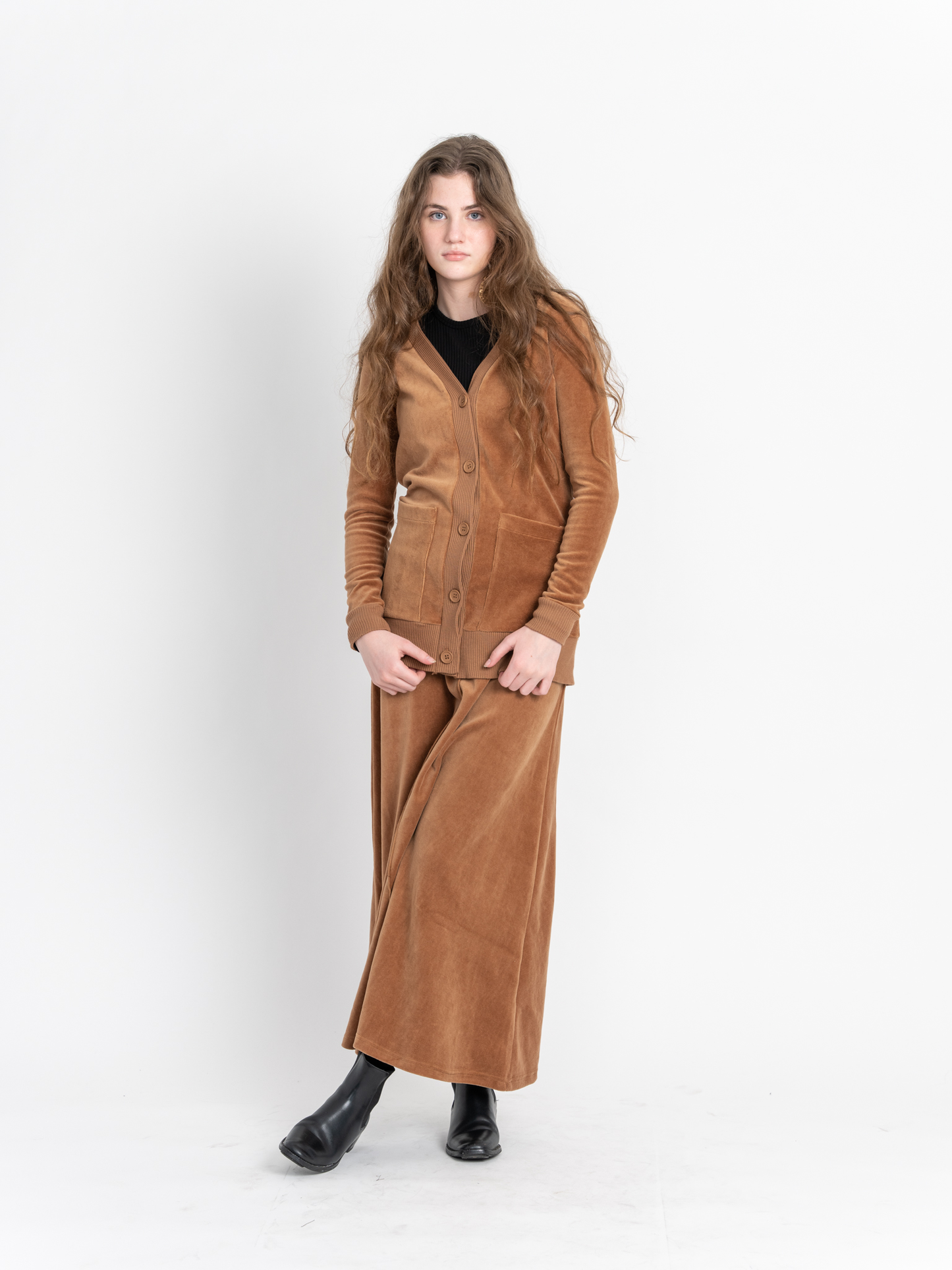 Cotton Velour Midi Length Cardigan - Concordia Style Boutique