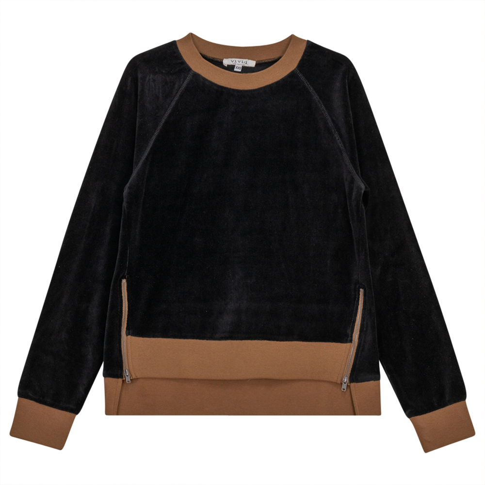 Cotton Velour Raglan Sleeve Zipper Top - Concordia Style Boutique