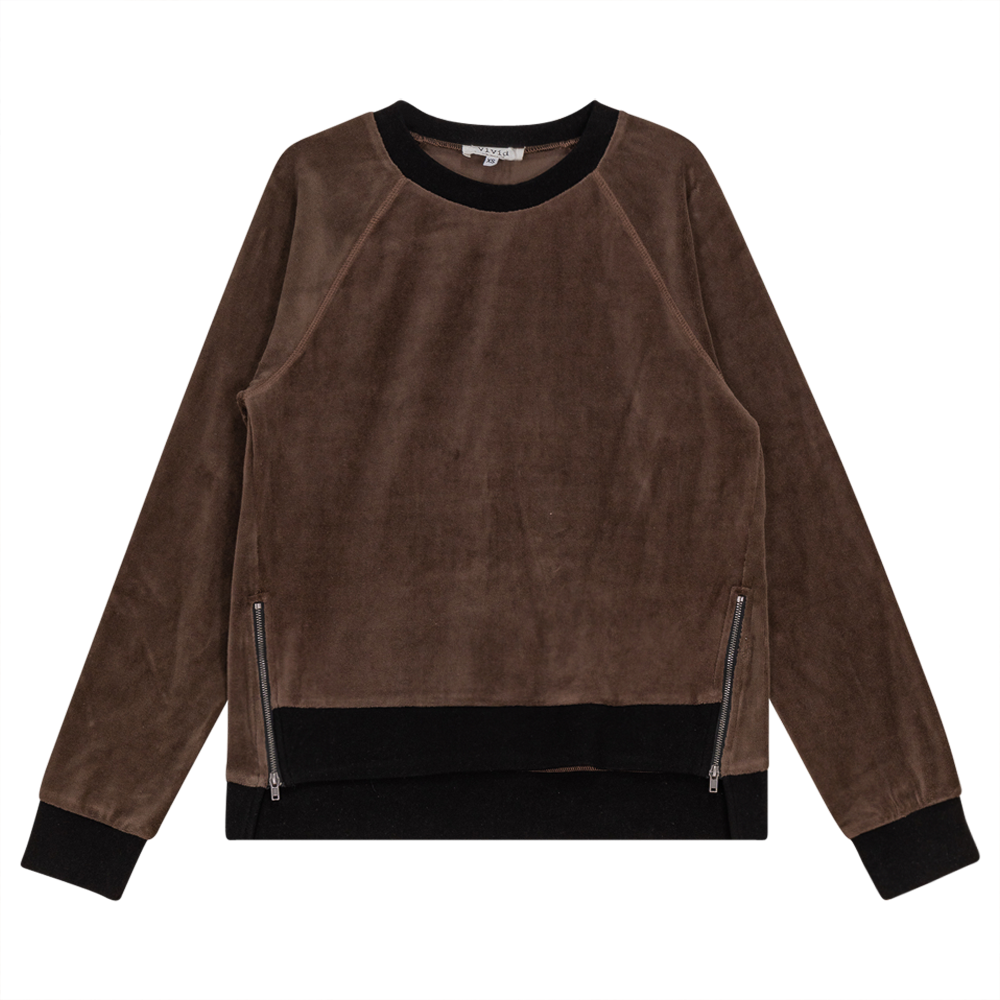 Cotton Velour Raglan Sleeve Zipper Top - Concordia Style Boutique