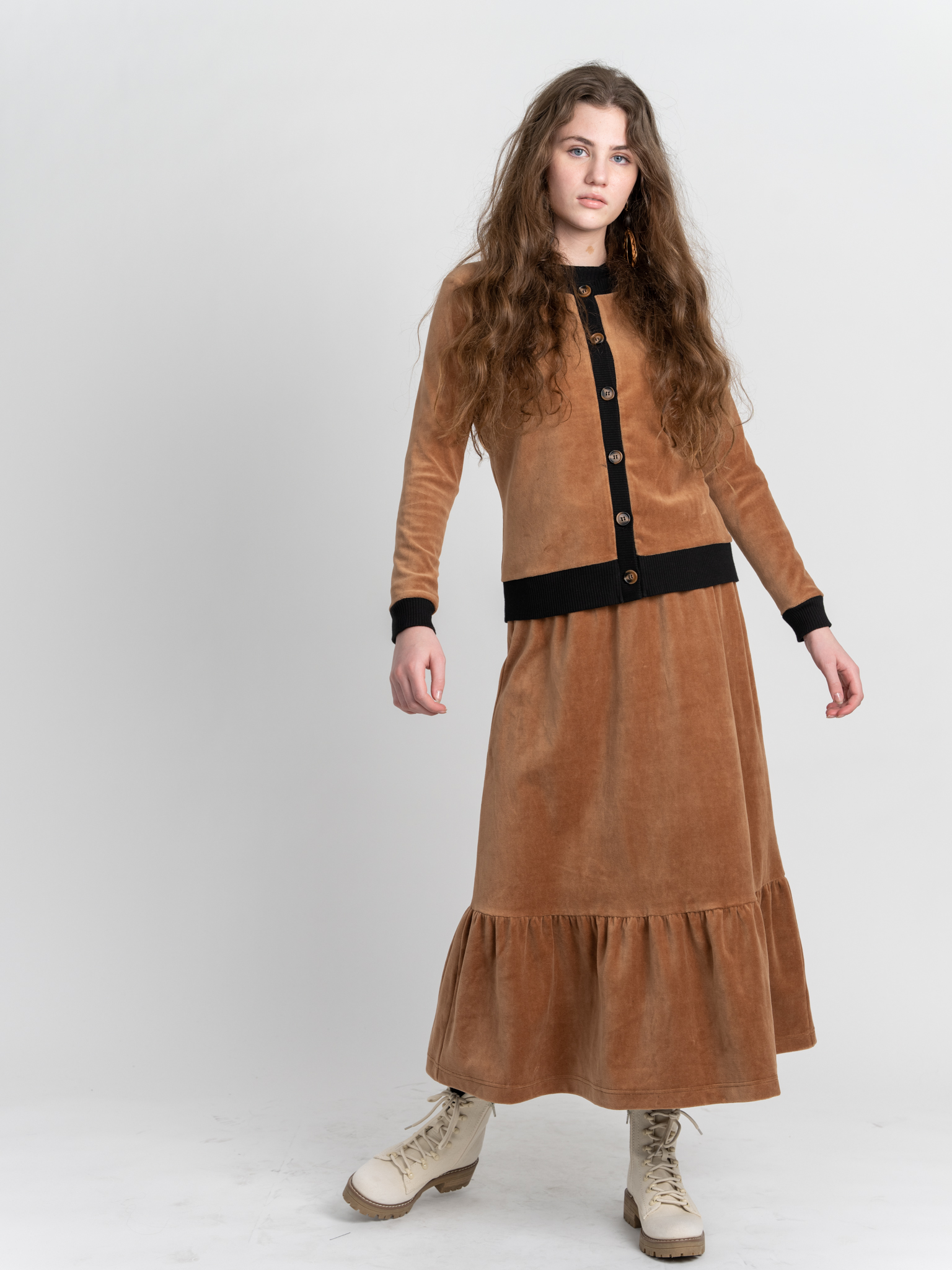 Velour Round Neck Cardigan - Concordia Style Boutique