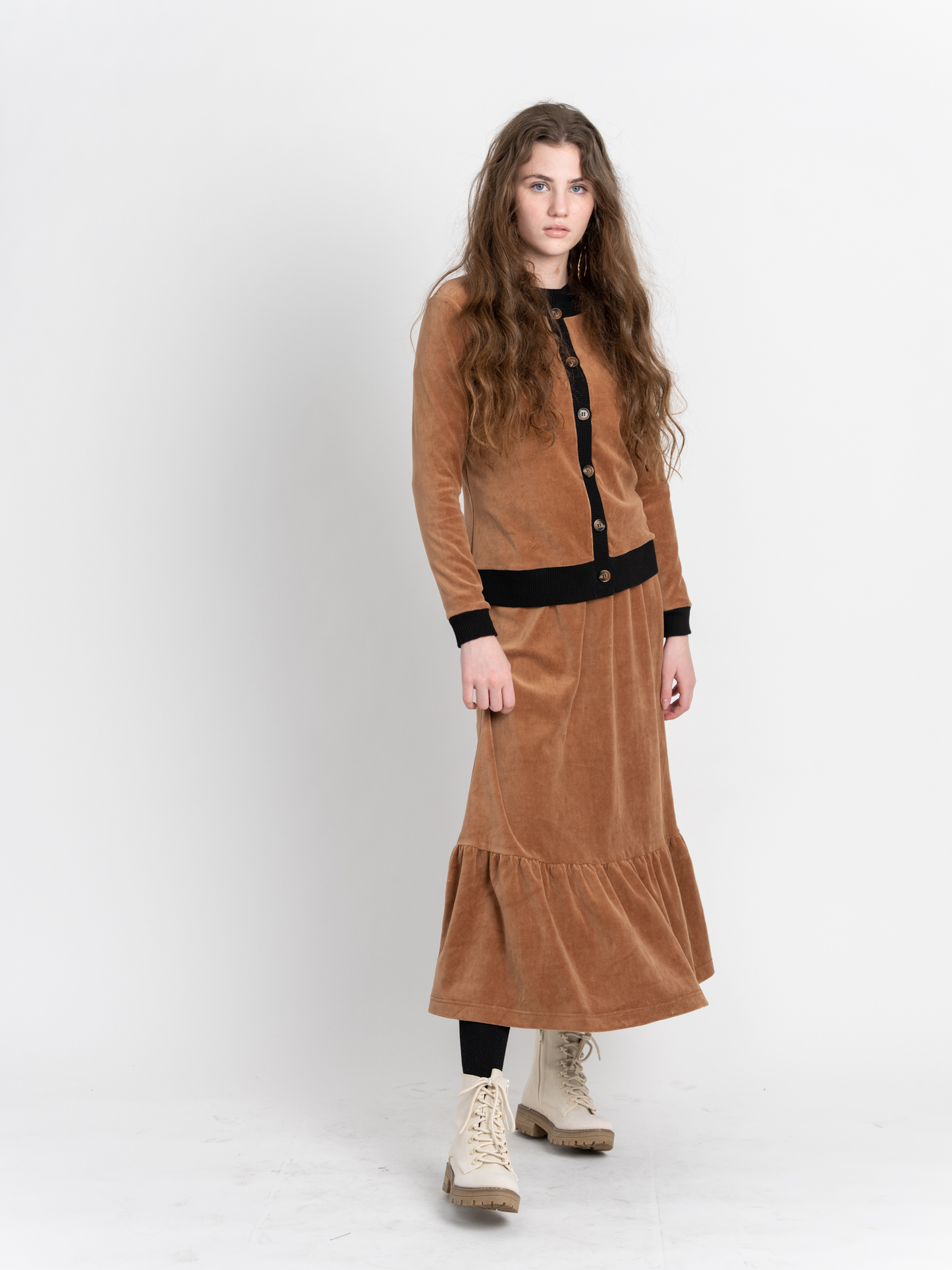 Velour Round Neck Cardigan - Concordia Style Boutique