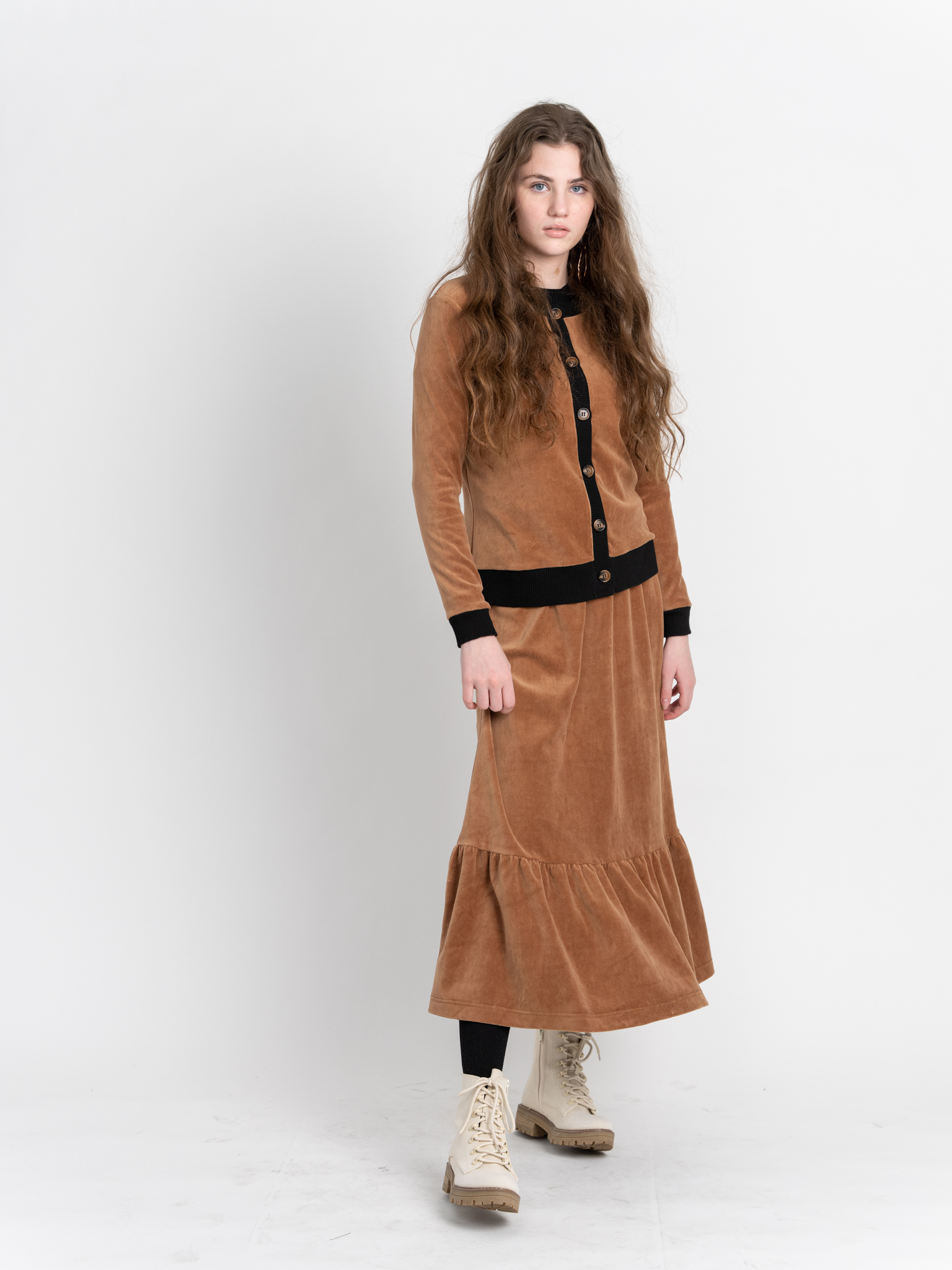 Velour Round Neck Cardigan - Concordia Style Boutique