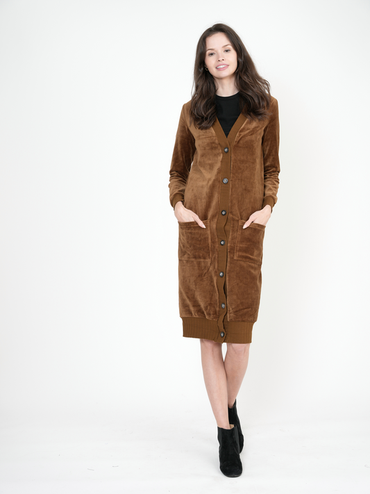 Cotton Velour Long Cardigan - Concordia Style Boutique