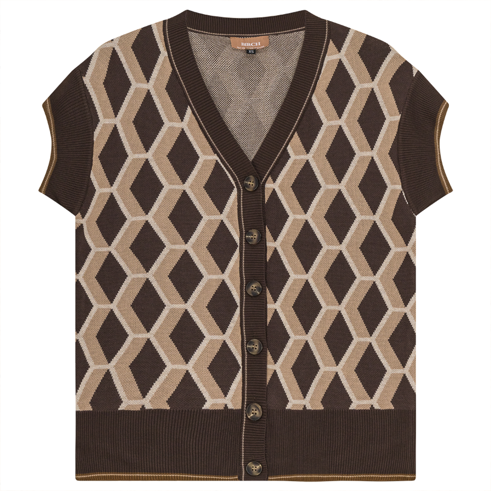 Diamond Jacquard Knit Vest Cardigan - Concordia Style Boutique