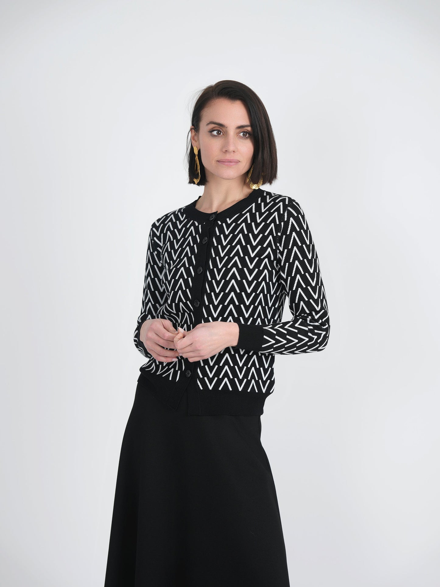 Crew Neck Printed Knit Cardigan - Concordia Style Boutique