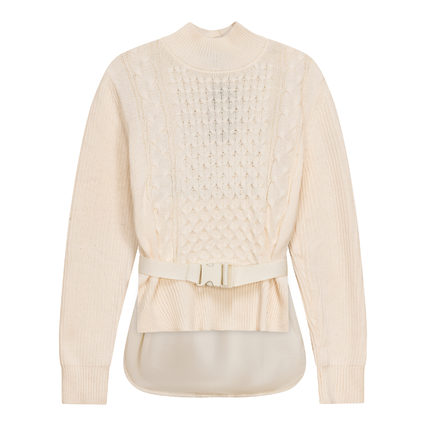 Cable knit Quilt Sweater With Belt - Concordia Style Boutique