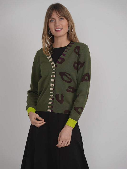 Contrast Printed Cardigan - Concordia Style Boutique