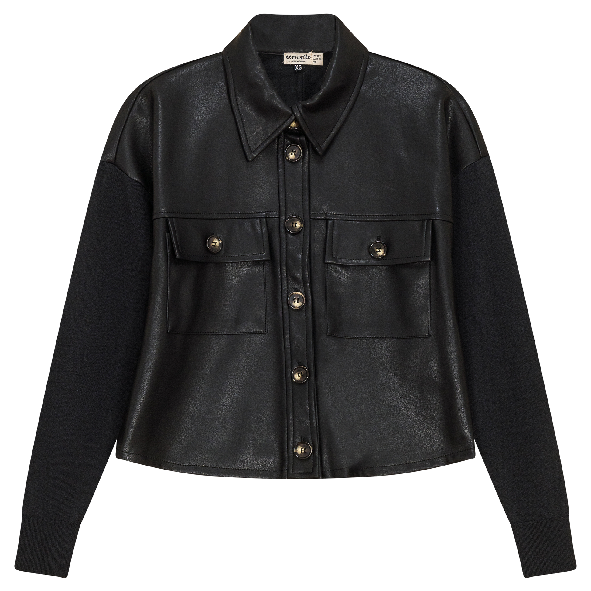 Cropped Leather Combo Jacket - Concordia Style Boutique