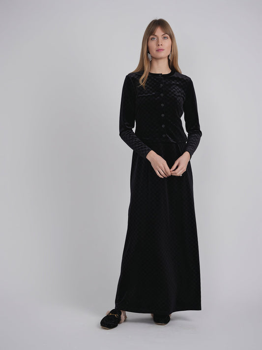 Checked Velour 2 PC Maxi Dress - Concordia Style Boutique