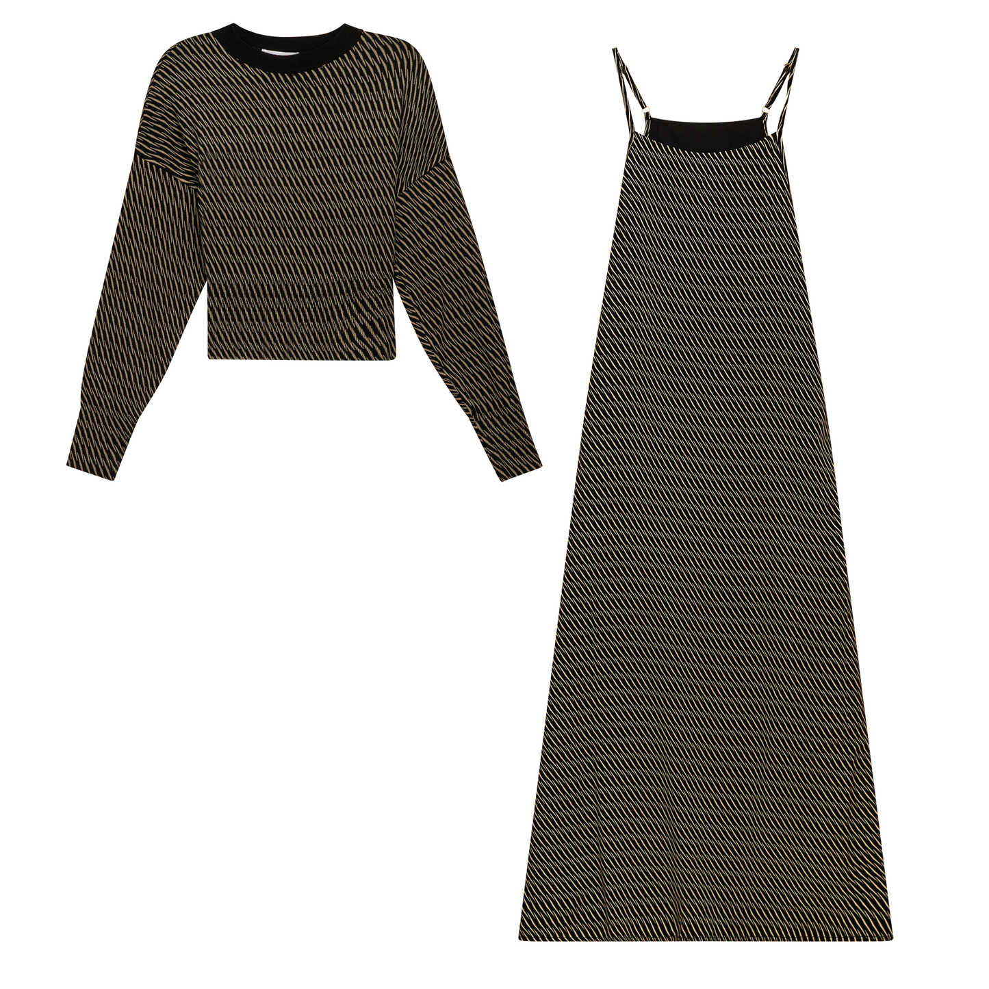 Printed Midi Jumper Set with Sweater - Concordia Style Boutique