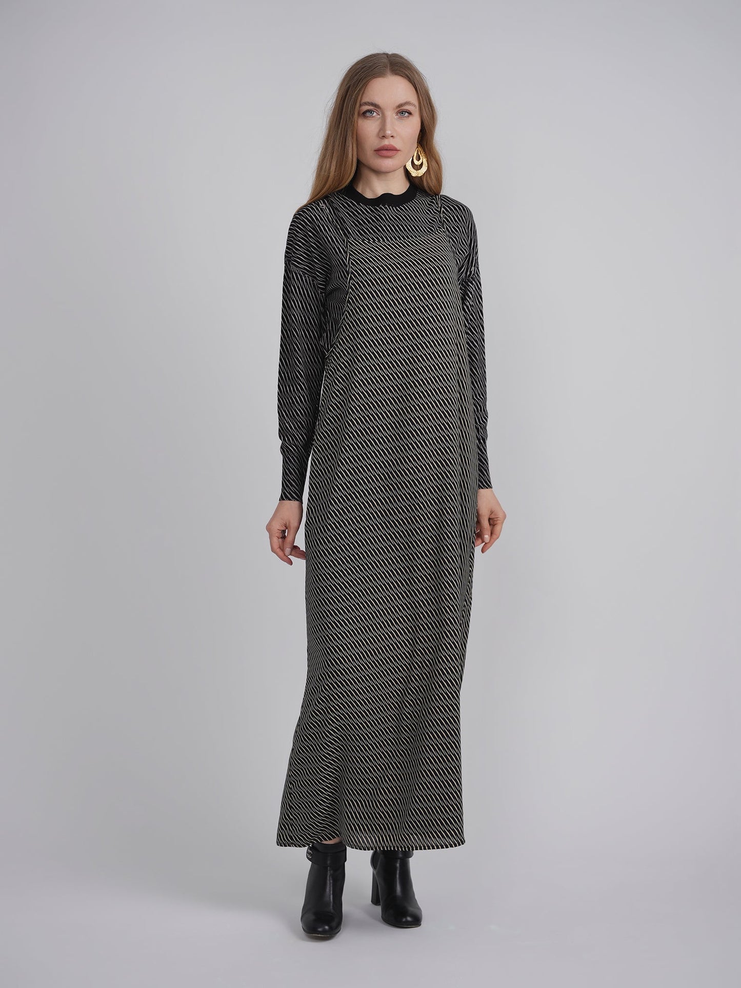 Printed Midi Jumper Set with Sweater - Concordia Style Boutique