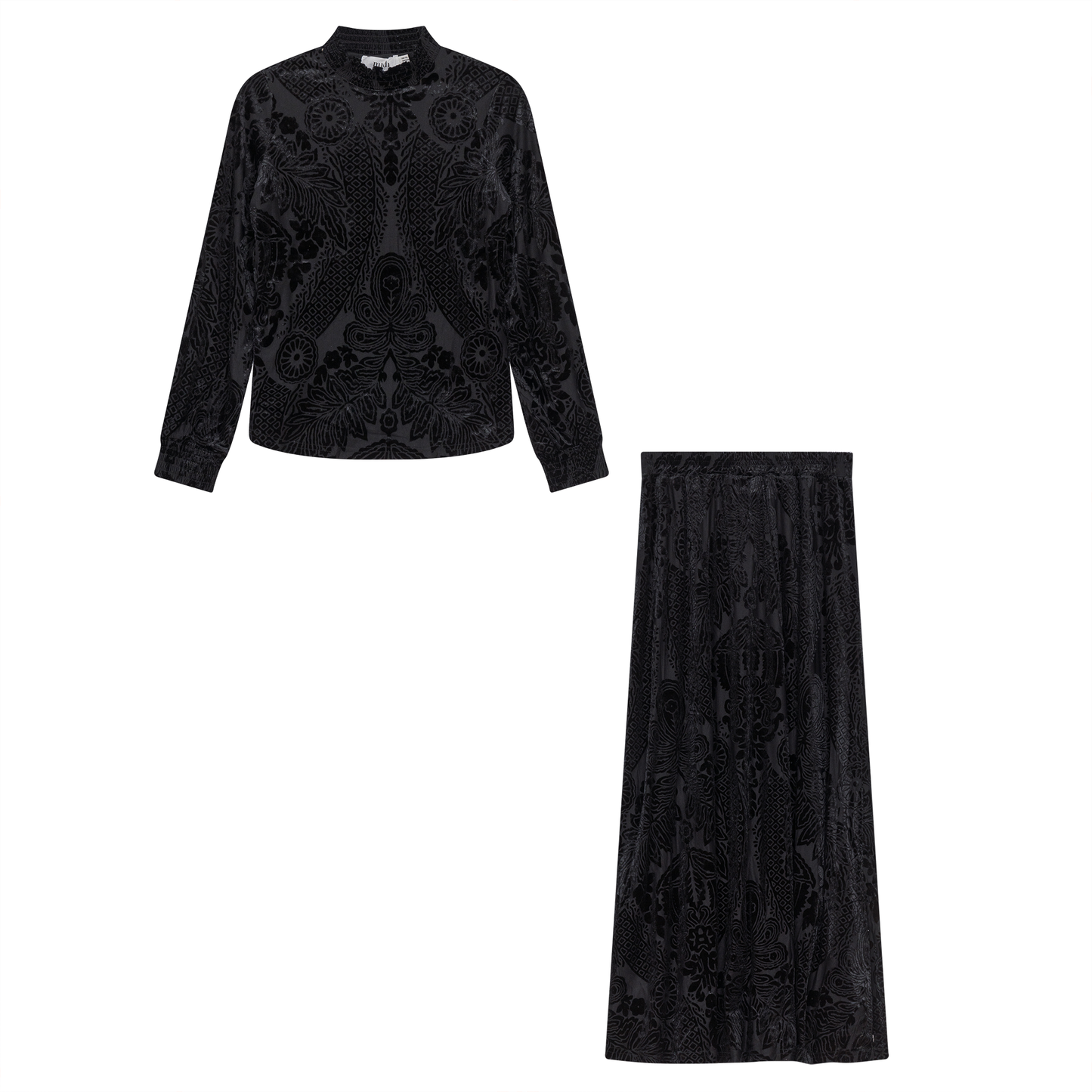 Burnout Velour A Line Skirt 2 PC Maxi Set - Concordia Style Boutique
