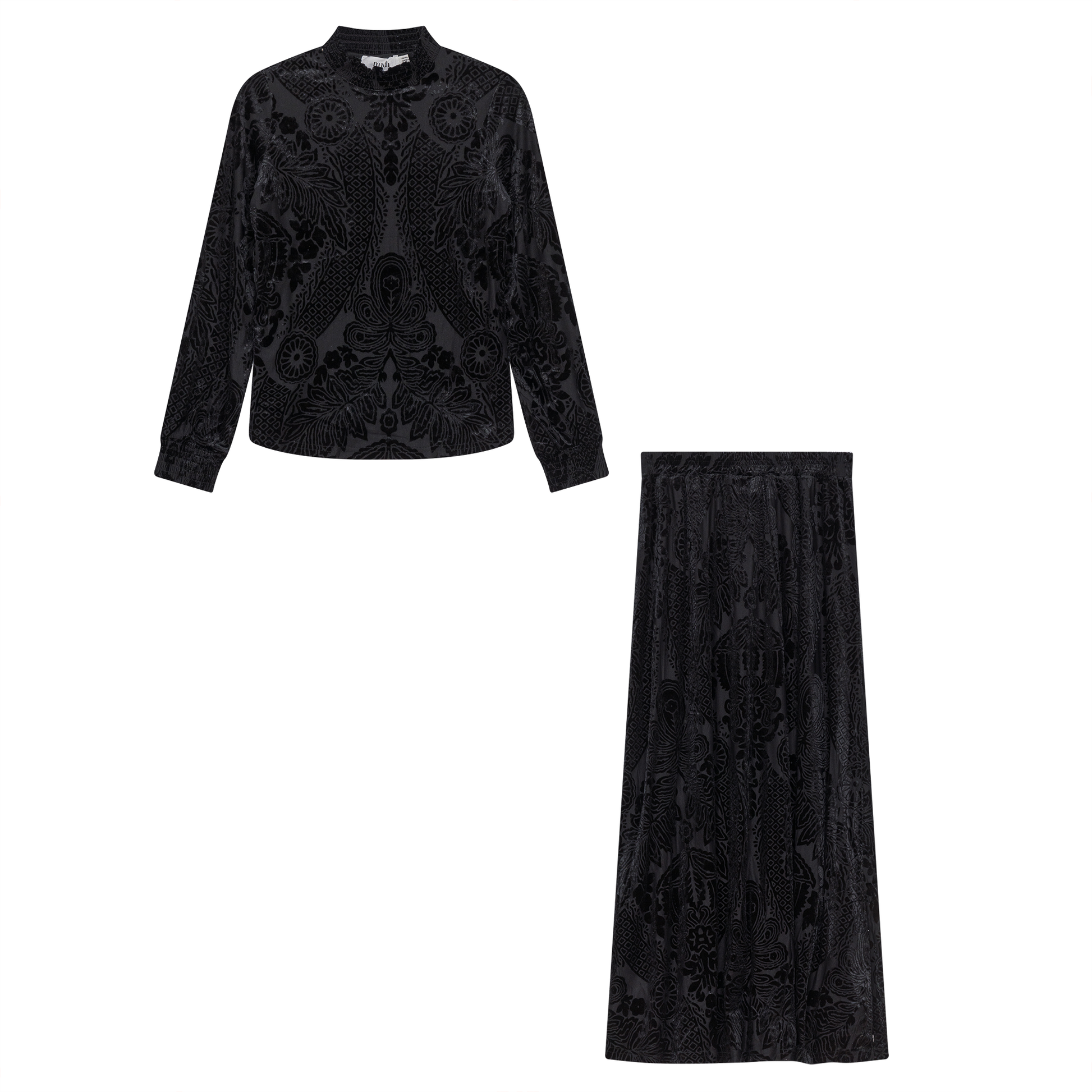 Burnout Velour A Line Skirt 2 PC Maxi Set - Concordia Style Boutique