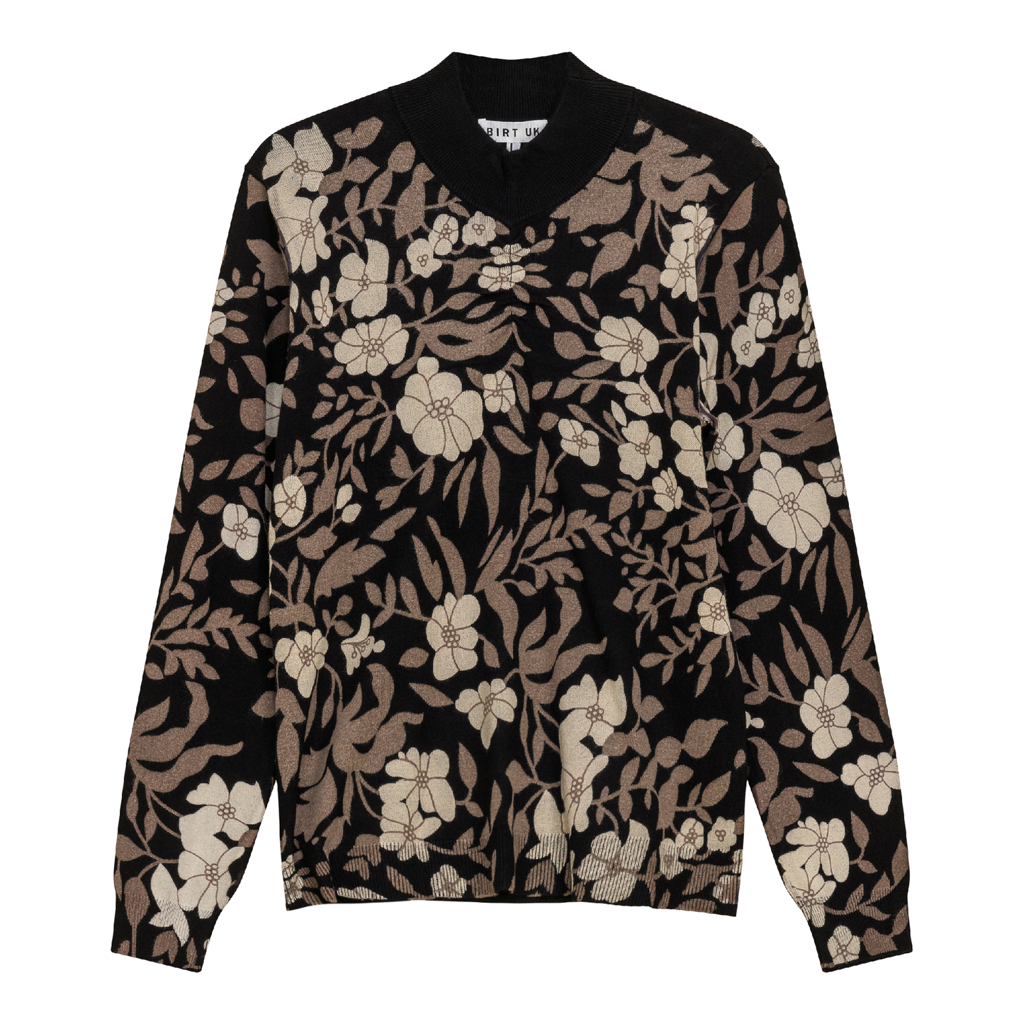 Printed Shirred Mock Neck Sweater - Concordia Style Boutique