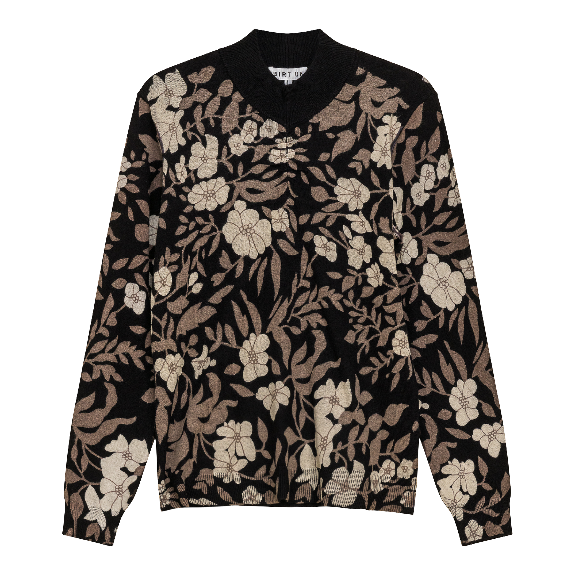 Printed Shirred Mock Neck Sweater - Concordia Style Boutique