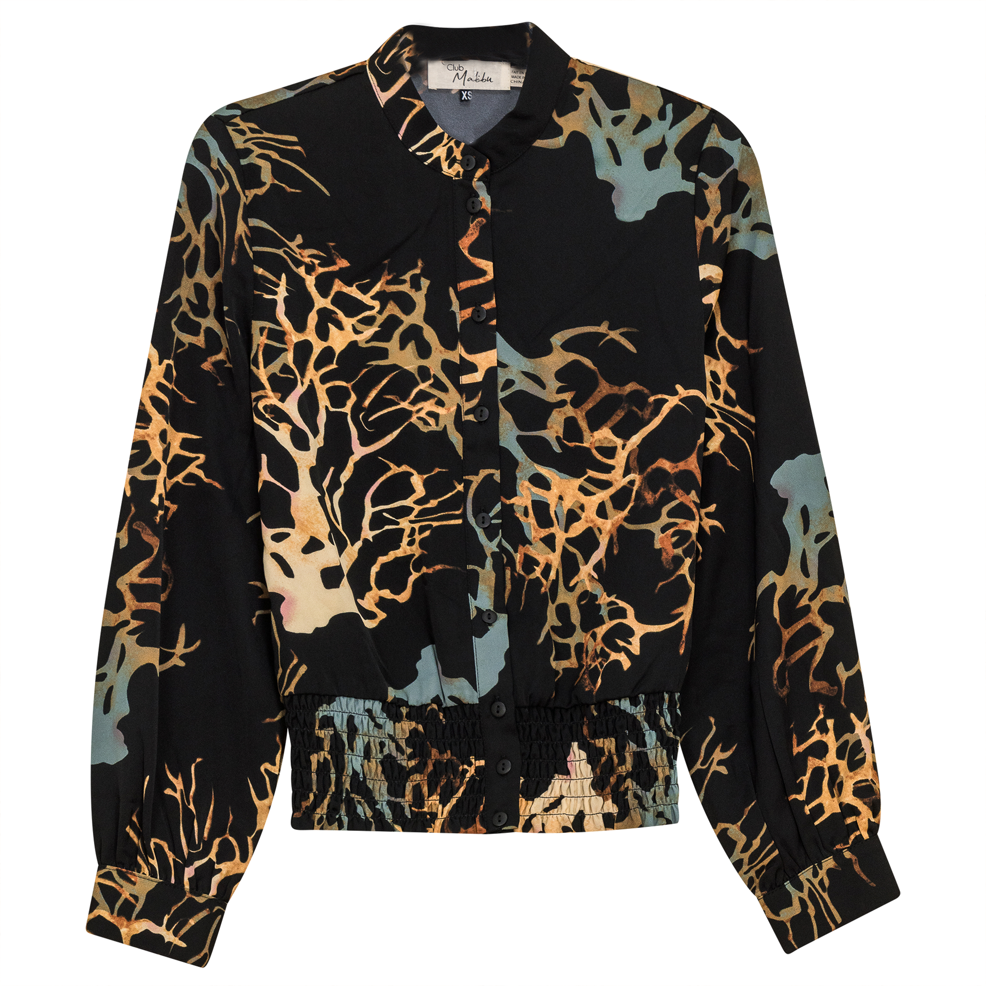 Printed Chiffon Ruched Blouse - Concordia Style Boutique