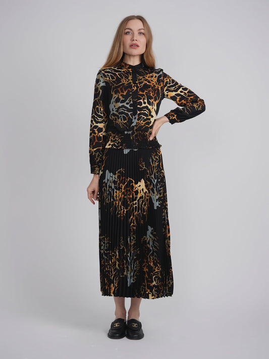 Printed Chiffon Ruched Blouse - Concordia Style Boutique