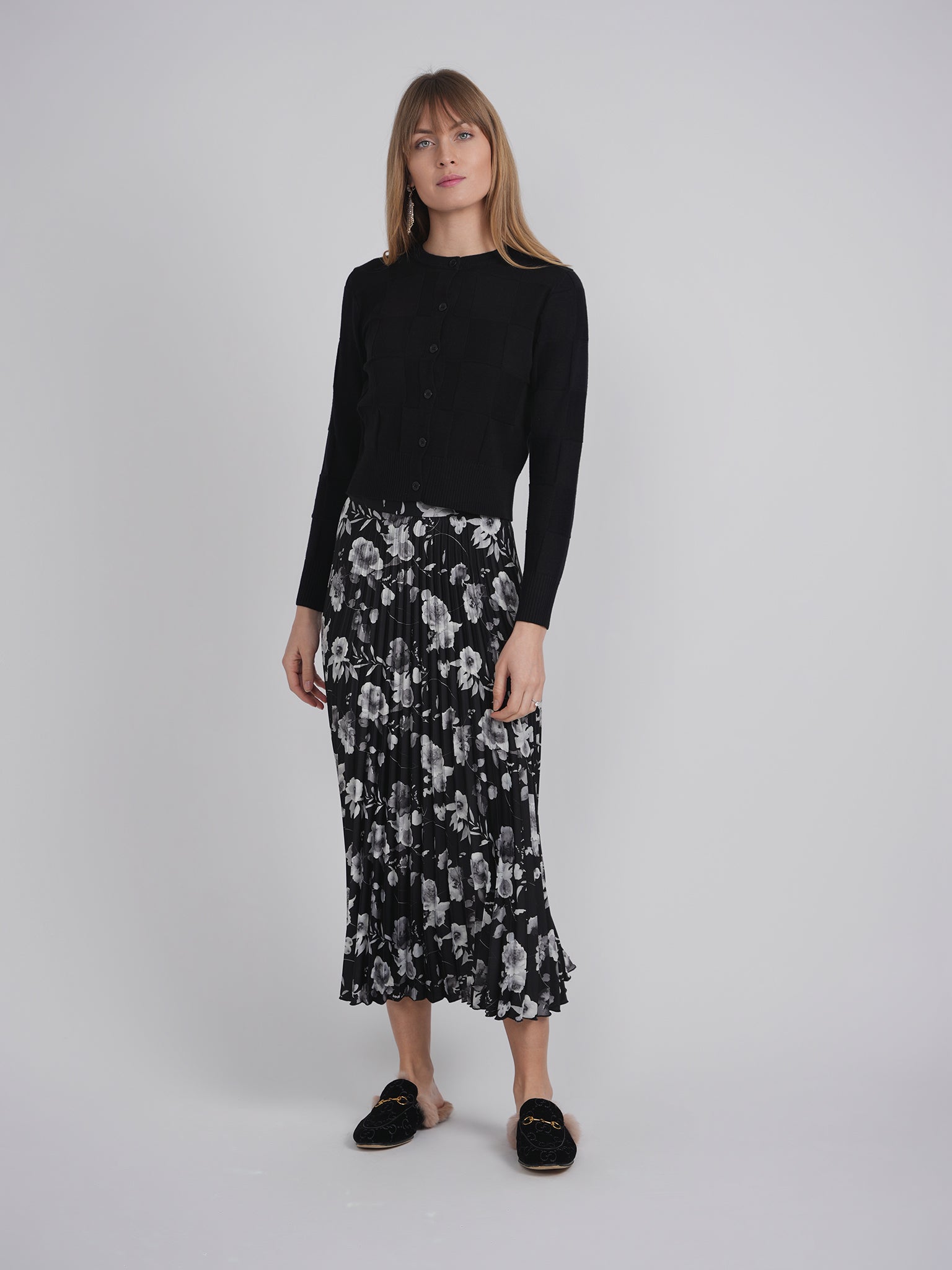 Printed Satin Accordian Pleated Midi Skirt - Concordia Style Boutique