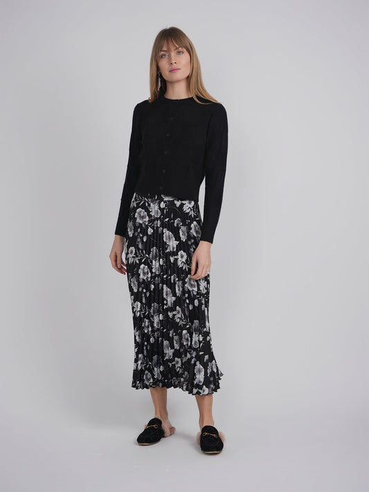 Printed Satin Accordian Pleated Midi Skirt - Concordia Style Boutique