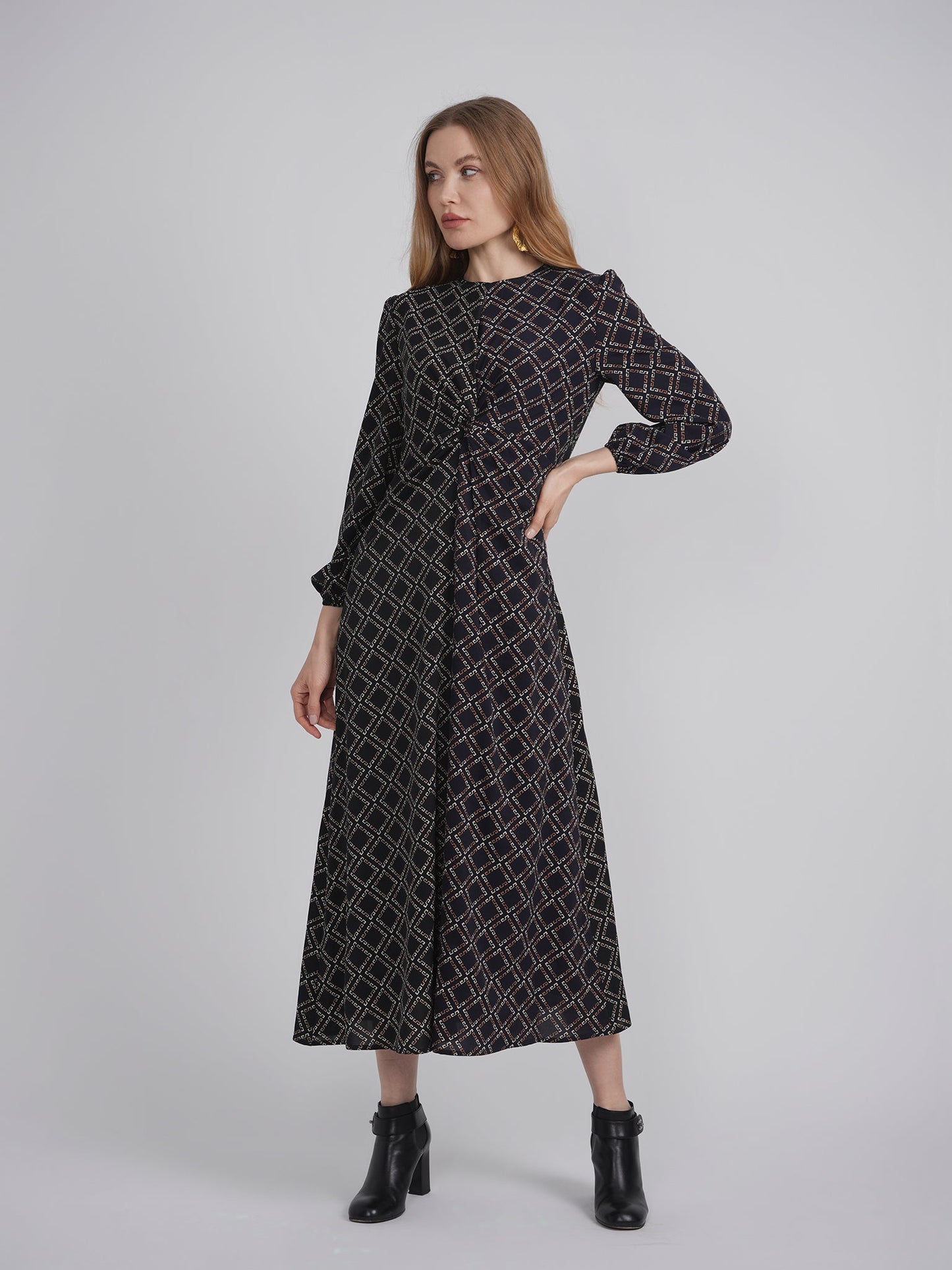 Knot Printed Satin Midi Dress - Concordia Style Boutique