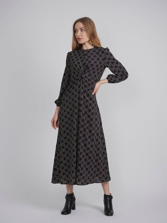 Knot Printed Satin Midi Dress - Concordia Style Boutique